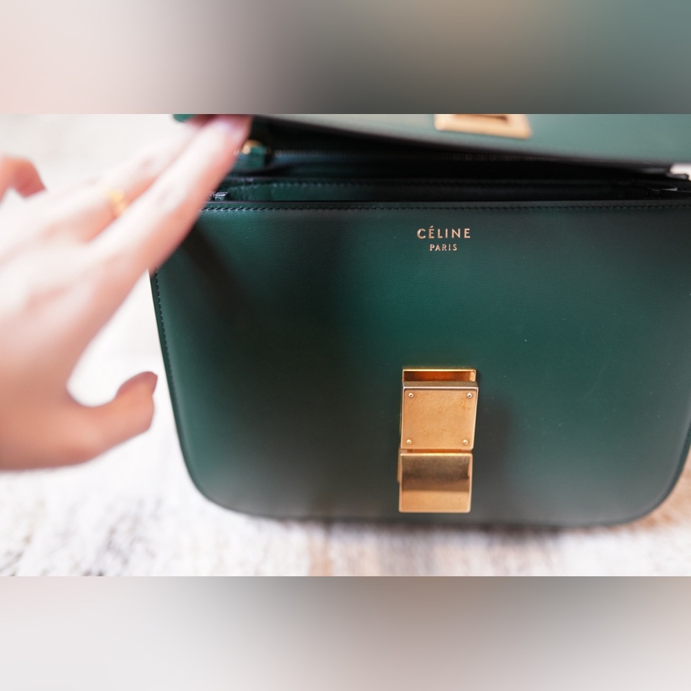 Celine Medium Classic Box Bag in Dark Green - Picture 8 of 10